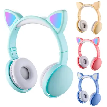

1Pcs Wireless Headphones With LED Light Cat Ear Noise Cancelling Bluetooth 5.0 Kids Girl Headset gift Candy color gaming headset