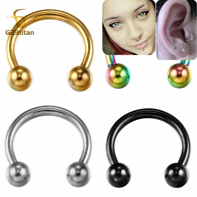 Horseshoe Piercing 2x Horseshoe Bars Circular Barbell Ring Hoop