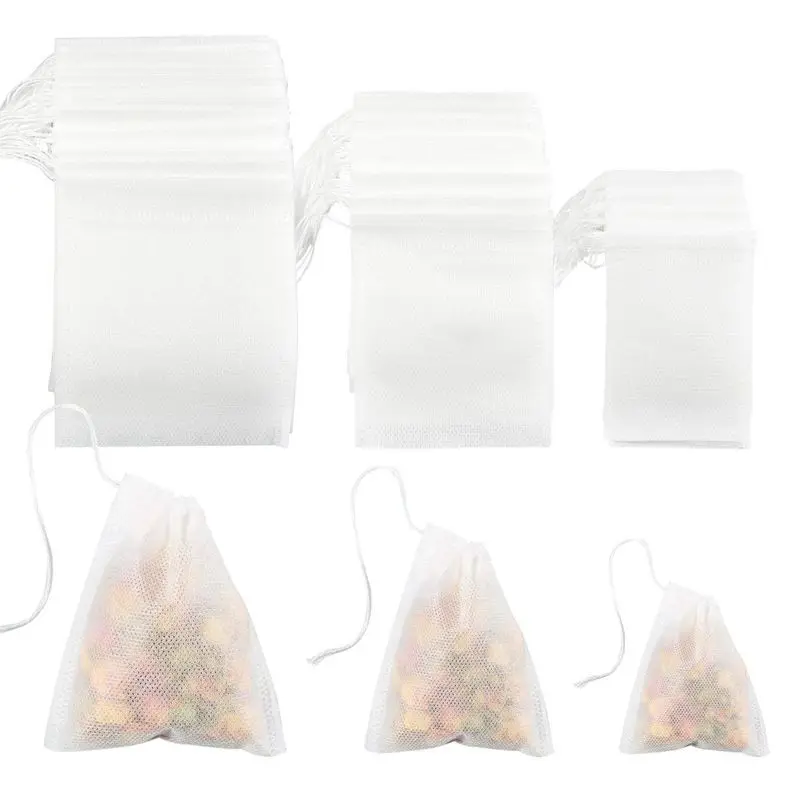 

300 Pieces Tea Filter Bags Disposable Drawstring Tea Filter Bags for Loose Leaf Tea or Flower Fruit Teas (Mixed Sizes)