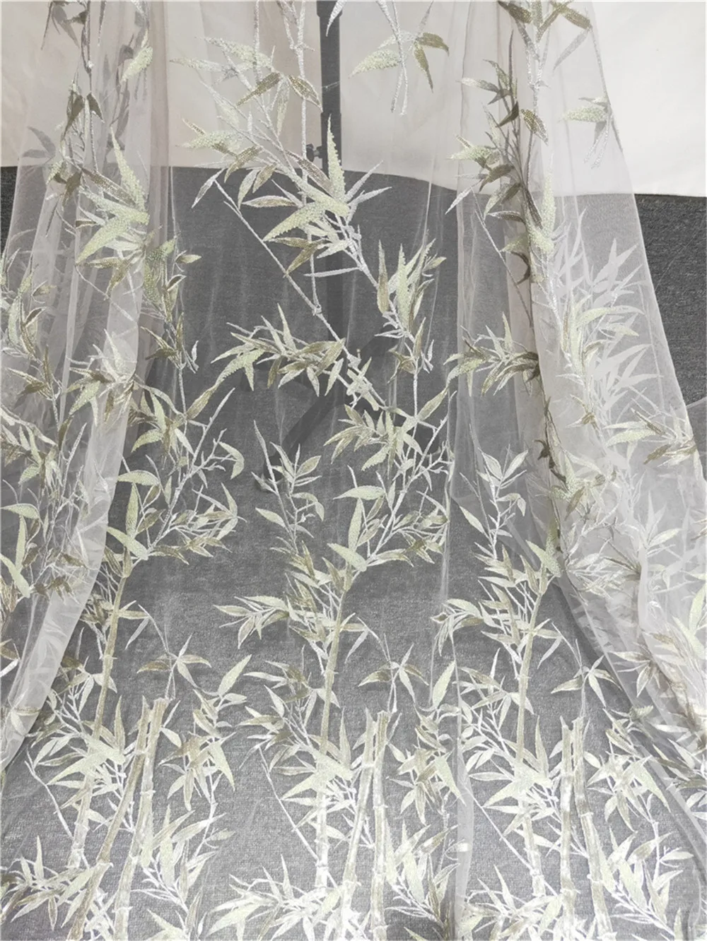 5Yards DHL Free Bamboos Shape Sequins Beaded Embroidery On Mesh For Fashion Wedding Show Evening Dress Lace Fabric DIY Sewing | Дом и сад