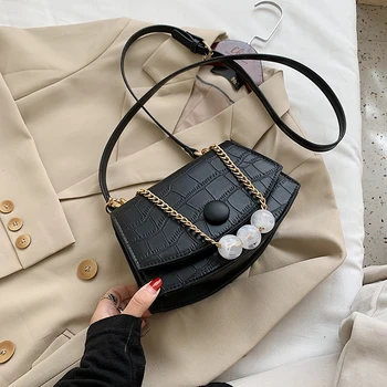 

2020 autumn and winter new female bag fashion shoulder bag lady messenger bag stone pattern handbag chain mobile phone bag