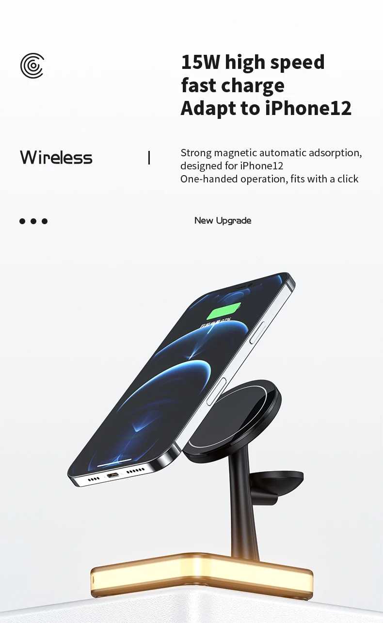 wireless phone charger Magnetic Wireless Charger 25W Fast Charging Bedside Lamp 4 in 1 Holder For iWatch Airpods PD QC3.0 For iPhone 13 12 Pro Max Mini wireless car charger