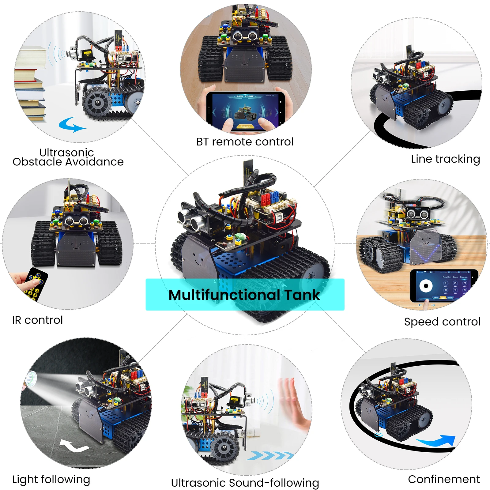 2021 Newly Version ! Keyestudio Mini Tank Robot V3.0 For Arduino Smart Tank Car Kit APP Remote Control Learning Kit Kid Toy