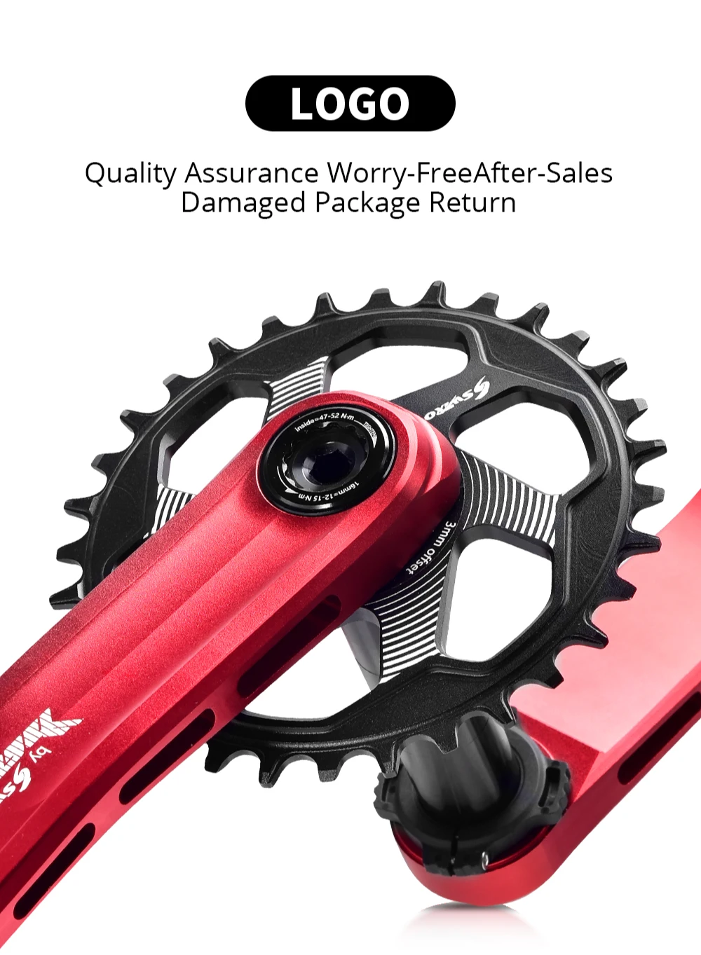 Seulement la Manivelle Craque de 170 mm F SWCRUCO Pédalier de vélo de montagne, plateau GXP