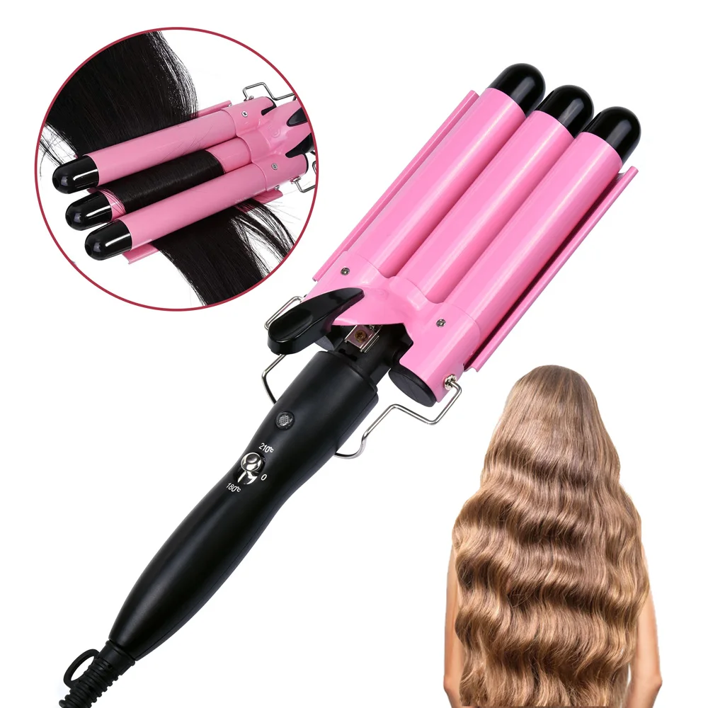 Plancha rizadora de pelo automática, 3 barriles, férula de cerámica, herramientas de estilismo profesional