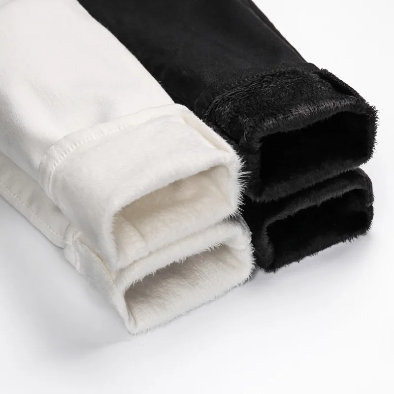 Women Plus Size Winter Solid Fleece Pants Fashion Black White Trousers Casual Warm Thicken Pencil Pants Sexy Streetpants P9189