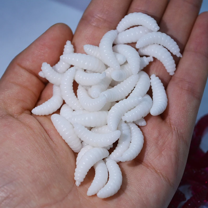 50 шт. 2 см 0,4 г приманка-личинка для рыбалки Grub мягкие приманки запах червей Карп рыболовные приманки для рыб аксессуары