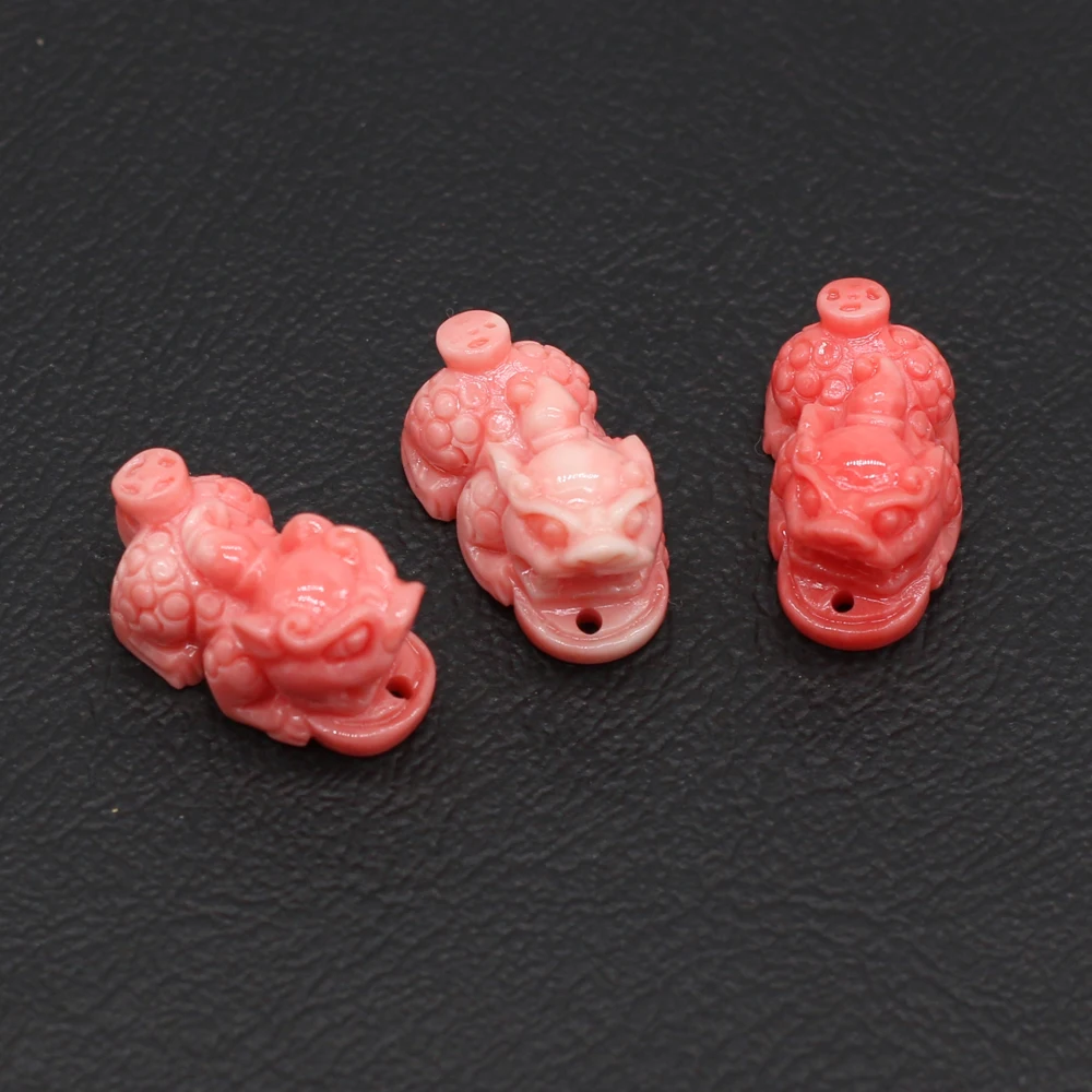 10Pcs Natural Pink Coral Bead Brave Troops Through-Hole Isolation Beads For Jewelry Making DIY Necklace Bracelet Accessory