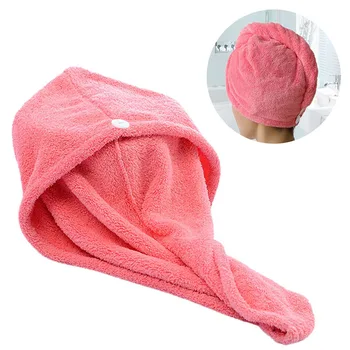 

Women's Bathroom Super Absorbent Quick-drying Velvet Fabric Hair Towel Bath Dry Cap Solid Towel