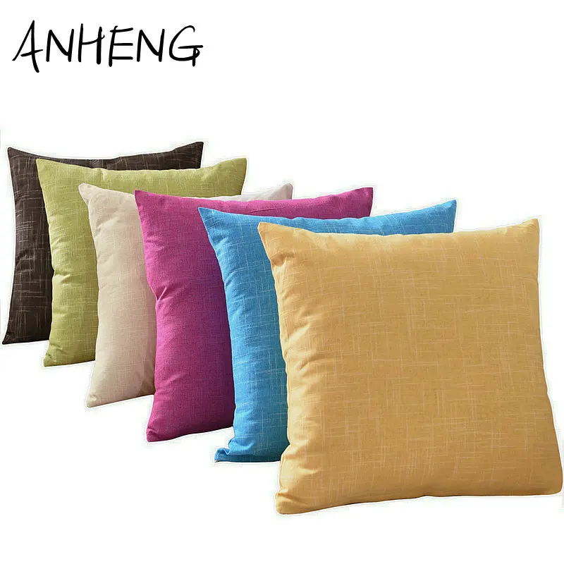 

Modern Solid Cushion Cover Square Linen Cotton Car Sofa Decoration Pillowcase Simple Soft Cushion Covers Home Decro 40cm x 40cm
