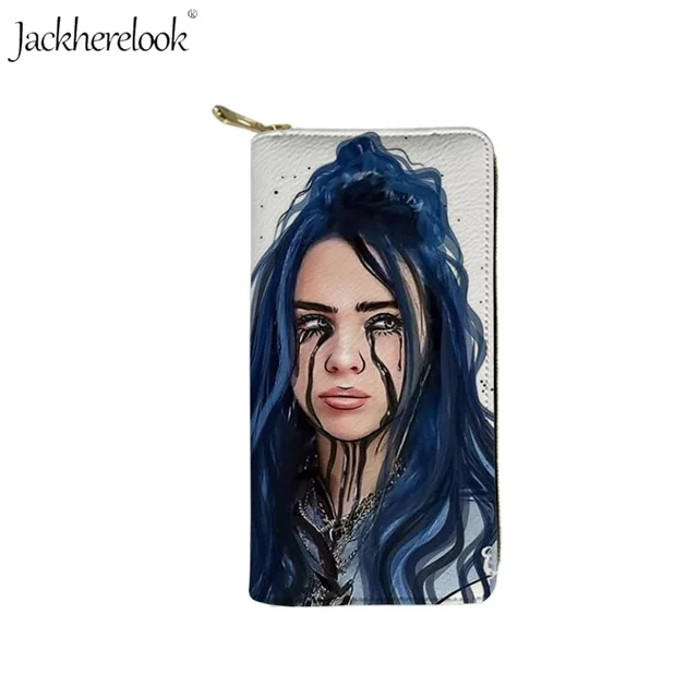 Jackhereook Billie Eilish печать монет сумка для Laides кошелек для подростков кожаный Длинный кошелек для женщин Cluth Momey сумка держатель для карт - Цвет: HK800Z21