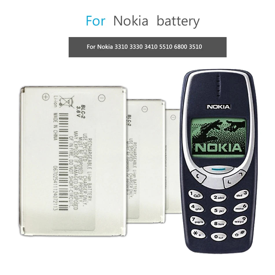 Batteria Del Telefono Cellulare Per Nokia 3310 3330 3410 3510 5510 3530 3335 3686 3685 3589 3315 3350 3510 6650 6800 Batteria Blc-2 800Mah