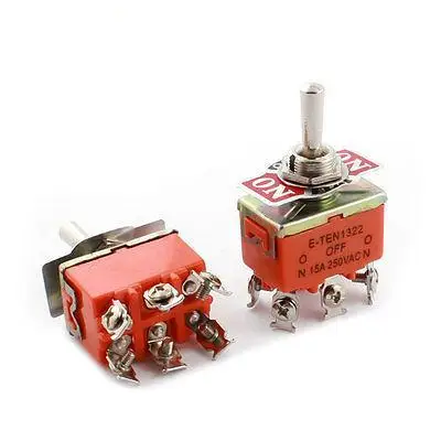

2PCS AC250V 15A ON-OFF-ON Six Screw Terminals DPDT Locking Toggle Switch