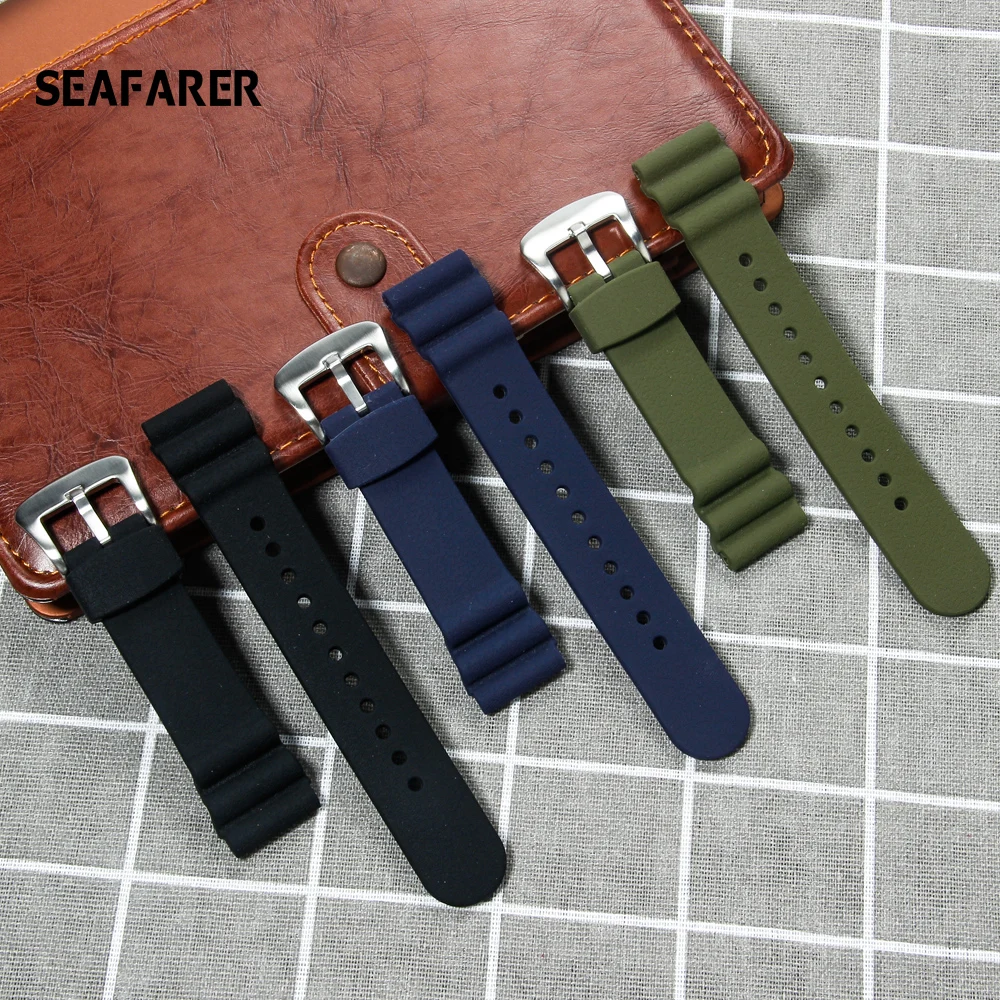 22mm Diving Rubber Watch Strap For 