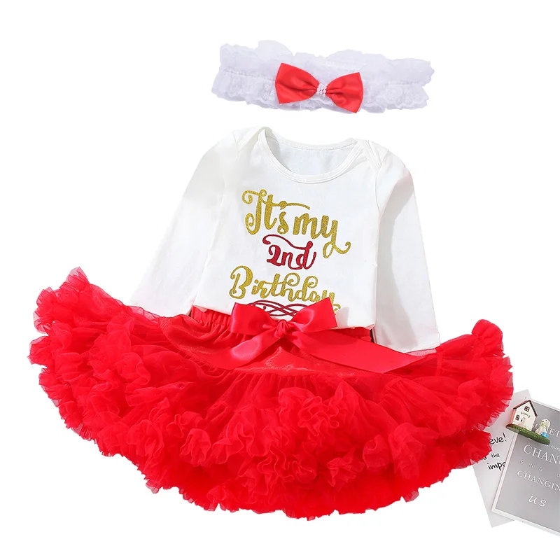 Комплект одежды из 3 предметов для маленьких девочек день рождения Рождество; вечерние комплекты одежды с юбкой-пачкой и повязкой на голову; Весенний костюм-американка - Цвет: red