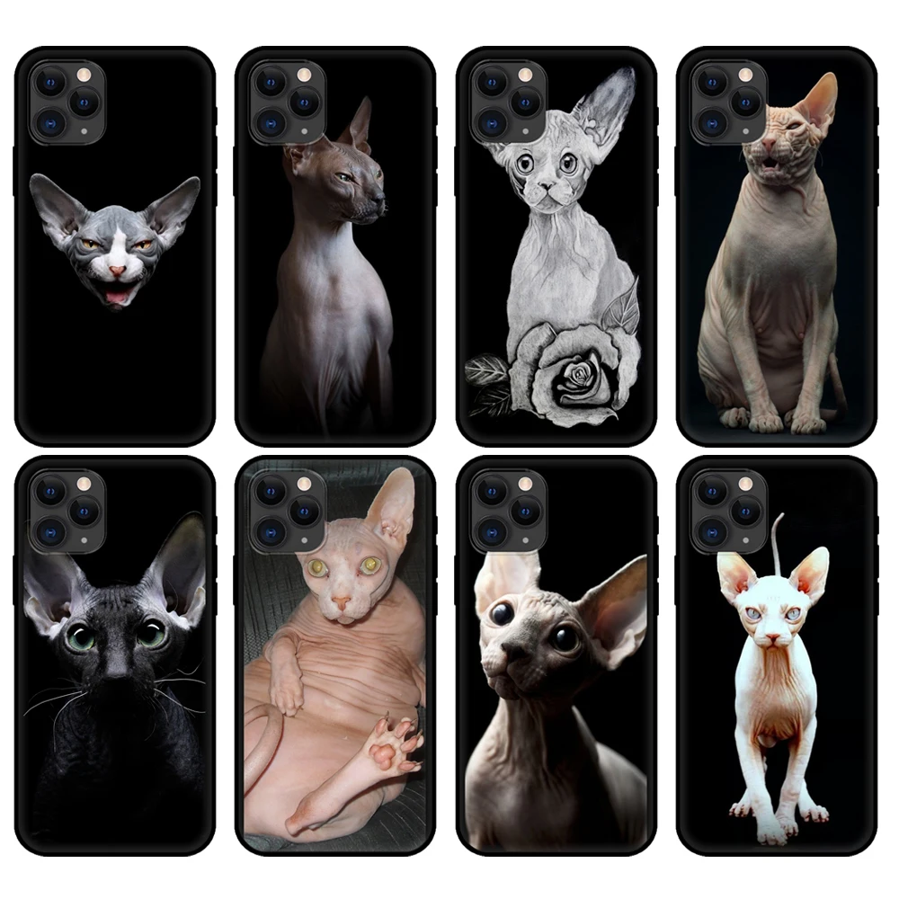 Черный чехол из ТПУ для iphone 5 5s se 2020 6 6s 7 8 plus x 10 XR XS 11 12 mini pro MAX задняя крышка с котом