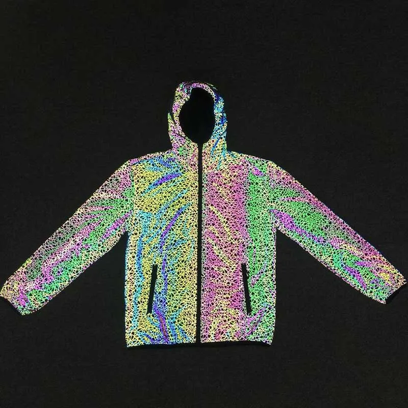 KIOVNO Men's Colorful Reflective Night Jackets Coats Hip Hop Light Reflective Jackets Outwear For Male Clothing (4)