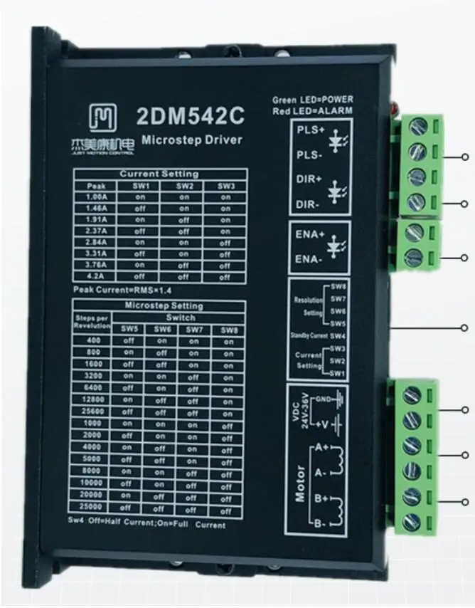 

Источник питания шагового двигателя JMK 2DM542C 57, 24-36 В постоянного тока, 4,2 А