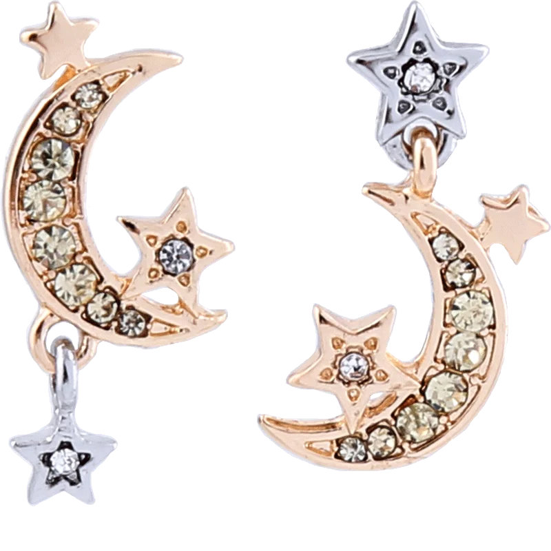 e992265 Шикарные серьги-гвоздики с Лунной звездой, асимметричные индийские серьги с кристаллами без аллергии для женщин, модные ювелирные изделия, новинка - Окраска металла: e992265