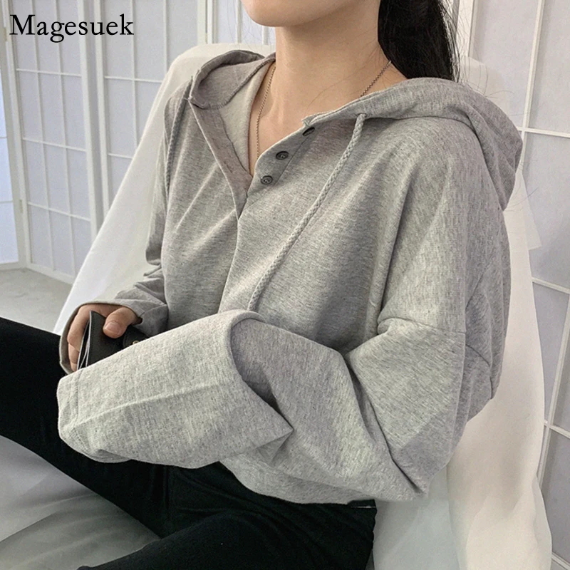 Autumn Korean Plus Size Leisure Loose White Hoodies Women Long Sleeve For Teen Girls Pullover Cotton Sweatshirts 11541 | Женская одежда