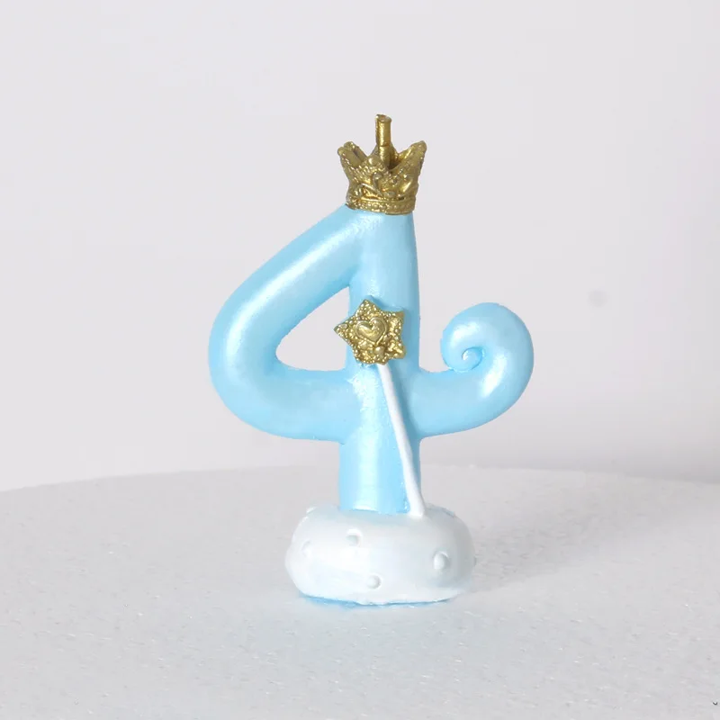 crown number 4 GIHOO свечи для торта с цифрами, свечи для дня рождения 0, 1, 2, 3, 4, 5, 6, 7, 8, 9 лет, украшения для свадебного торта - Цвет: crown number 4