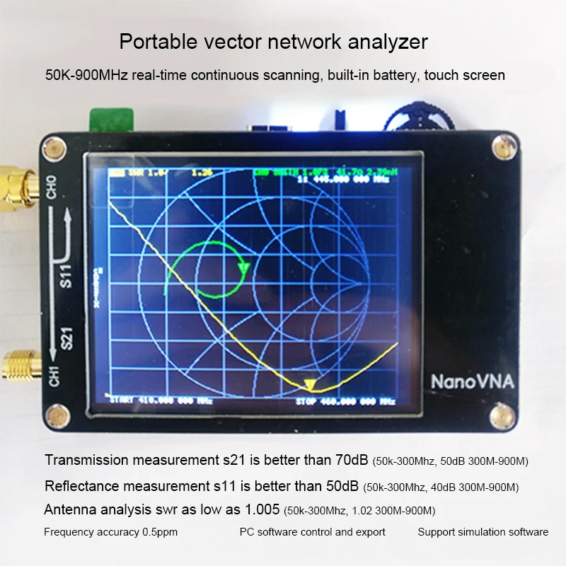 Векторный анализатор сети NanoVNA с ЖК дисплеем 2 8 дюйма TFT антенна V MF HF VHF UHF 50 кГц ~ 900