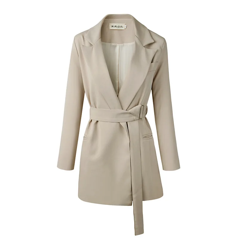 Осень Ретро кэжуал темперамент маленький костюм корейский OL Commuter длинный галстук костюм пальто женская одежда для фитнеса офисная форма