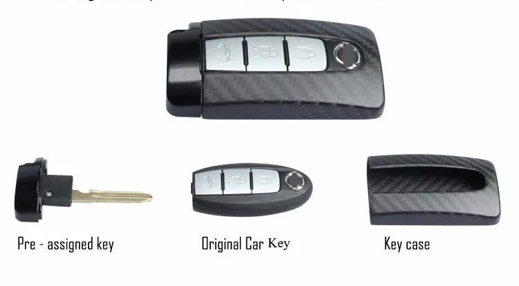 Genuine Carbon Fiber Car Auto Remote Key Case Cover Fob Holder Skin Shell For NISSAN R35 GTR 370Z 350Z INFINITI