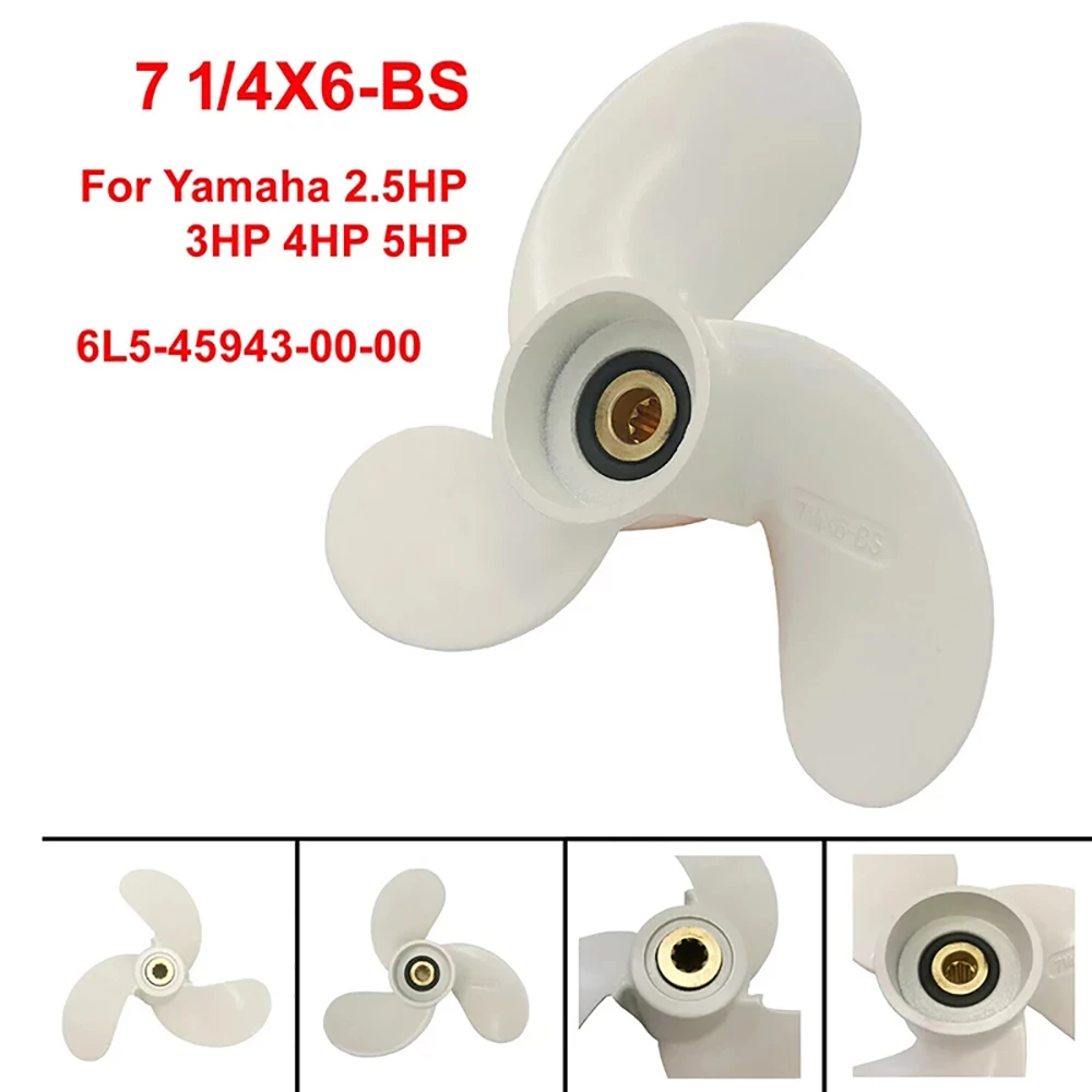 Outboard Propeller 7 1/4 x 6 for Yamaha 2.5-3Hp 9 Spline Tooth 3 Blades R Rotation Aluminum Alloy Marine Boat