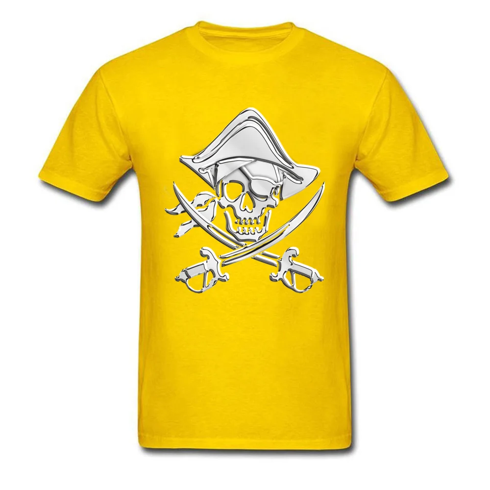 Custom Chrome Like Pirate Crossbones Man Top T-shirts Newest Summer/Autumn Tops & Tees Round Neck 100% Cotton Fabric Tee Shirt Chrome Like Pirate Crossbones yellow