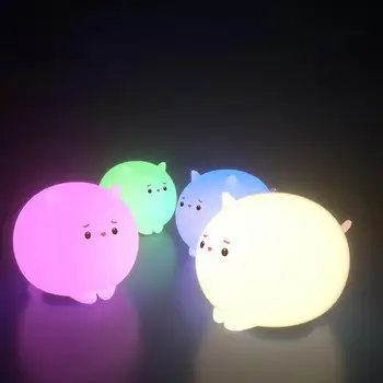 

1pc Silicone Mini Cute Pet Shape Led Colorful Touch Pat Love Night Light Atmosphere Lamp Bedside Student Gifts