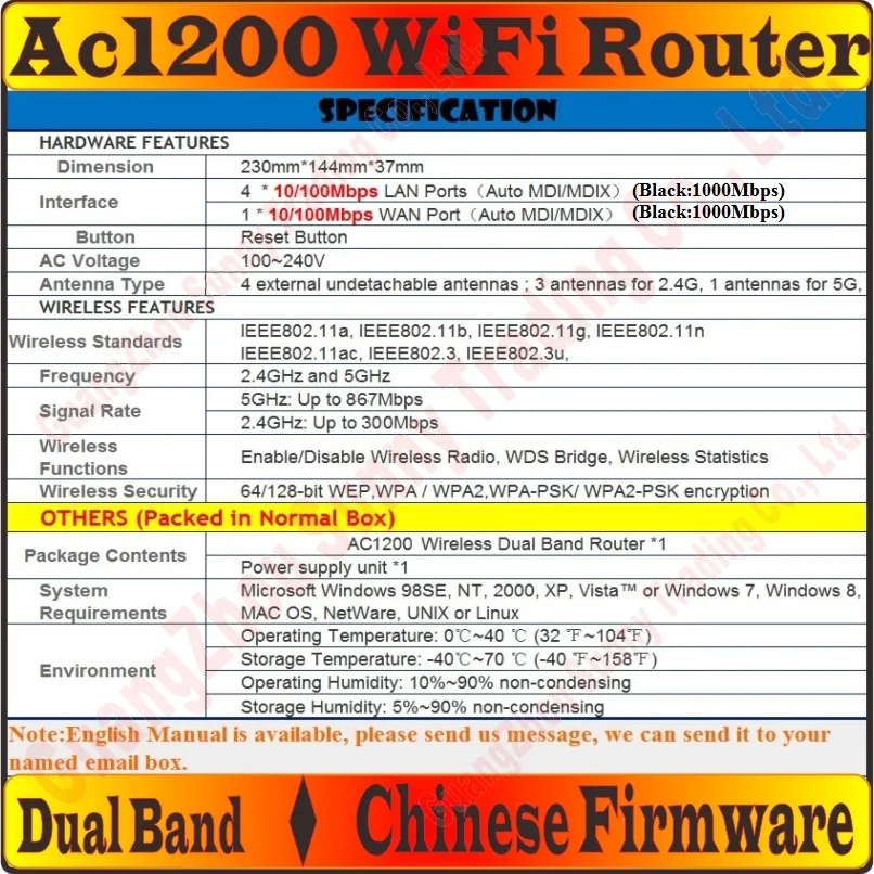 Chin-Firmware, 4 антенны TP-LINK беспроводной маршрутизатор 802.11AC 1200 Мбит/с двухдиапазонный гигабитный AC1200 WiFi маршрутизатор 2G 300 Мбит/с 5G 867 Мбит/с