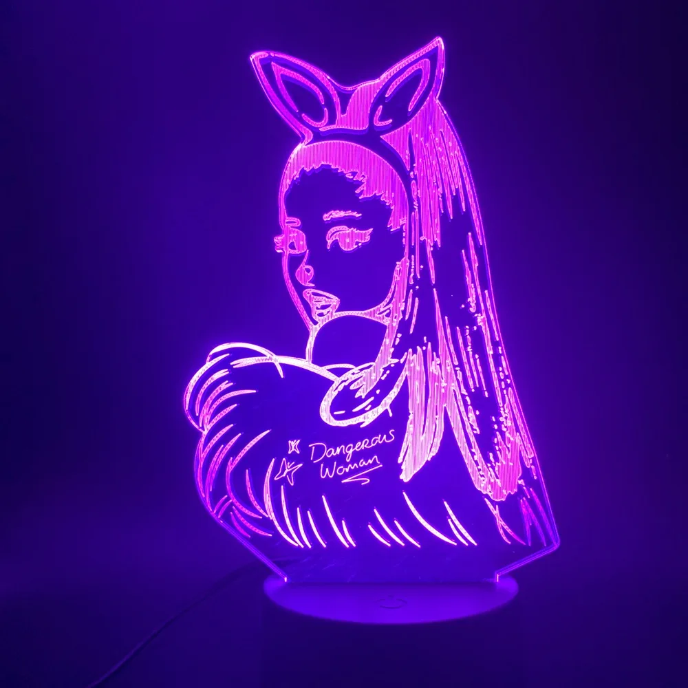 Singer Ariana Grande Cat Girl LED 3d Light Table Night Light for Bedroom Home Decorative 3d Led Night Light Fans Christmas Gift