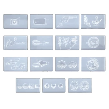 

12Pcs Button Flower Key English Letters Pendant Mold Kit Jewelry Making Tools