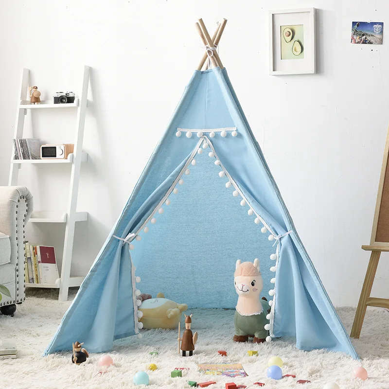 Portable Children Tents Tipi Play House Kids Cotton Canvas Indian Play Tent Wigwam Child Little Beach Teepee Room Decoration 2