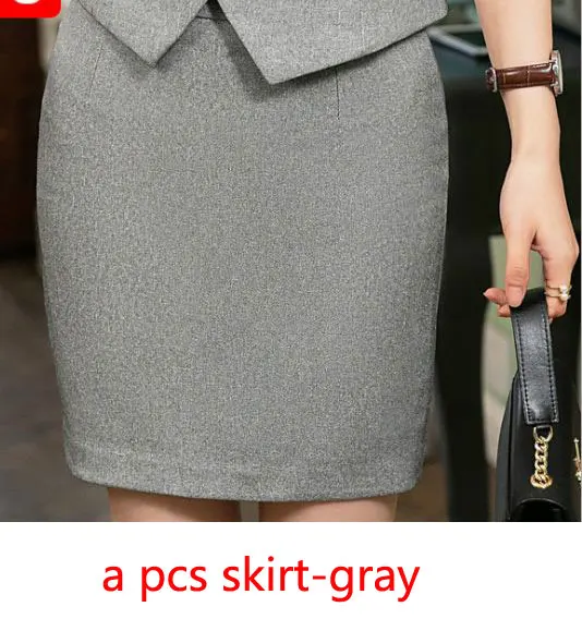 gray skirt IZICFLY стиль формальный жилет и жилет плюс размер женские костюмы бизнес с юбкой и курткой Брюки наборы офисная форма стили - Цвет: gray skirt