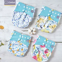 Elinfant fralda de malha cinza ecológica lavável, 4 peças, fralda de pano ajustável, fralda de bebê reutilizável, de bolso