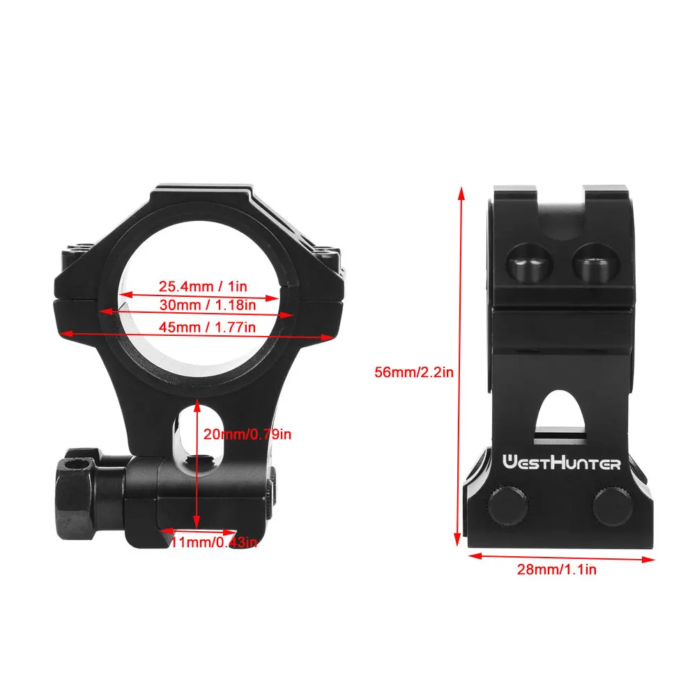 Anneaux De Visée 34 Mm Hauts Pour Rail Picatinny 20 Mm – Aluminium