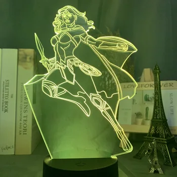 

3D Illusion Lamp Wonder Woman Atmosphere for Kids Bedroom Decorative Light Touch Sensor 3d Led Night Light Superhero