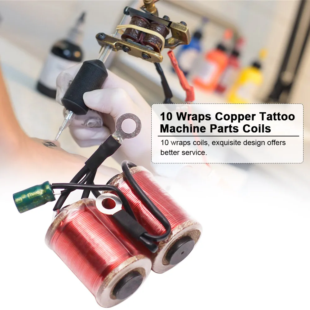 

Copper Tattoo Machine Parts Coils 10 Wrap for Liner Shader Supply Red Tattoo Accessory Supply Tattoo Machine Coil