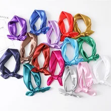 

2021 New Fashion Silk Square Scarf For Women 60cm Satin Neck Hair Tie Band Bag Warp Soft Neckerchief Hijabs Head Female Foulard