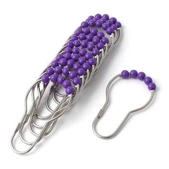 

Bathroom Purple Roller Ball Shower Curtain Rings Hooks 12 Pcs