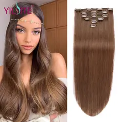 YILITE Non-Remy прямой зажим в выдвижениях человеческих волос 14 ''-дюймов 20 дюймов человеческие волосы на зажимах 100% в выдвижениях волос