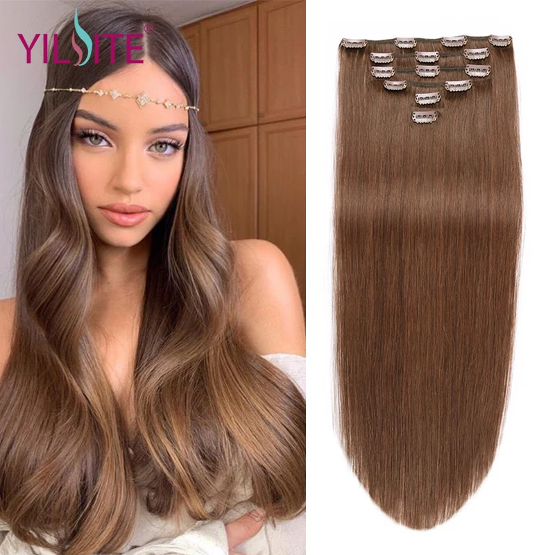 Yilite Non Remy Straight Clip In Human Hair Extensions 14 20inch