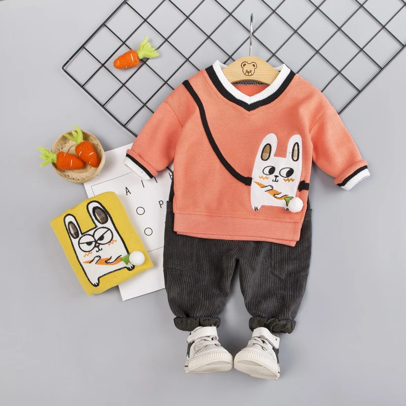 

Baby Boy Clothes 0-4T Autumn New Cartoon Rabbit Print Toddler Boys Sets Fashion Casual Top Pants 2 Pieces Children's Sets #m