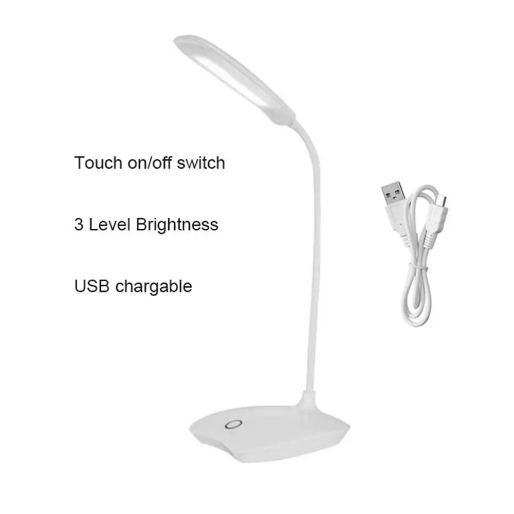 wholesale USB charging led book light touch dimming led reading lamp 3 brightness bedside USB led charge lamp gift camp lighting