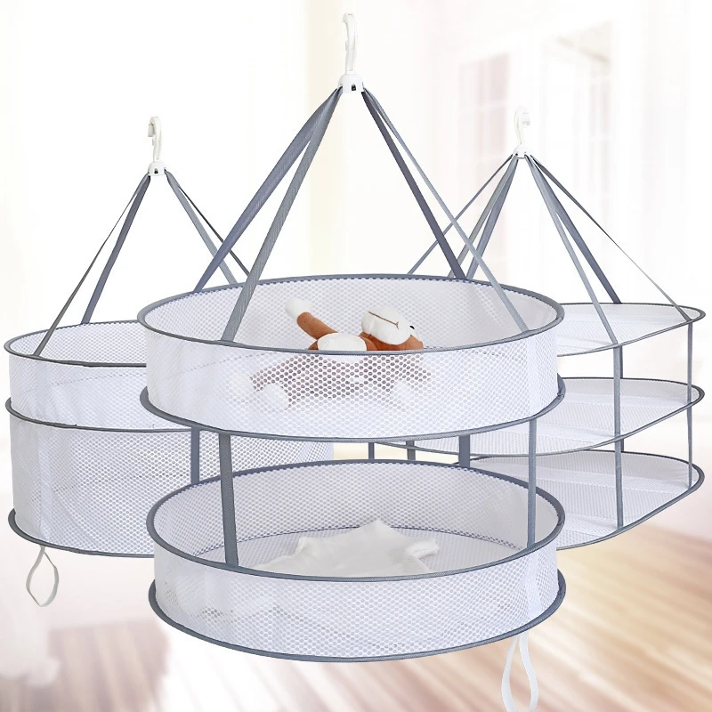 Iumer Fine Nesh Clothes Basket Three-Layer Windproof Zipper Laundry Hanging Drying Net Rack Mesh Storage,Brown Iumer Fine Nesh Clothes Basket Three-Layer Windproof Zipper Laundry Hanging Drying Net Rack Mesh Storage,Brown