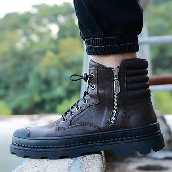 

winter high top Plush Martin boots British short boots retro military boots versatile cotton shoes men's fashion boots