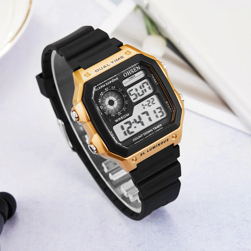 

Hot Selling Ohsen Onsun Ad1810 Multi-functional Dual Display Electronic Waterproof Outdoor LED Watch