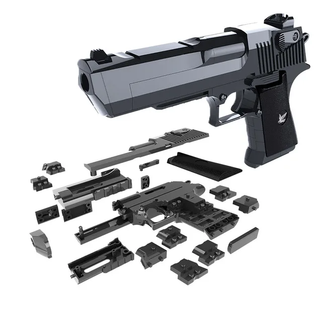 DIY Building Blocks Gun Toys Weapon Pistol Desert Eagle Mini Plastic Assembly Toy Model Kits Can Fire Bullets for Kids Gifts 3